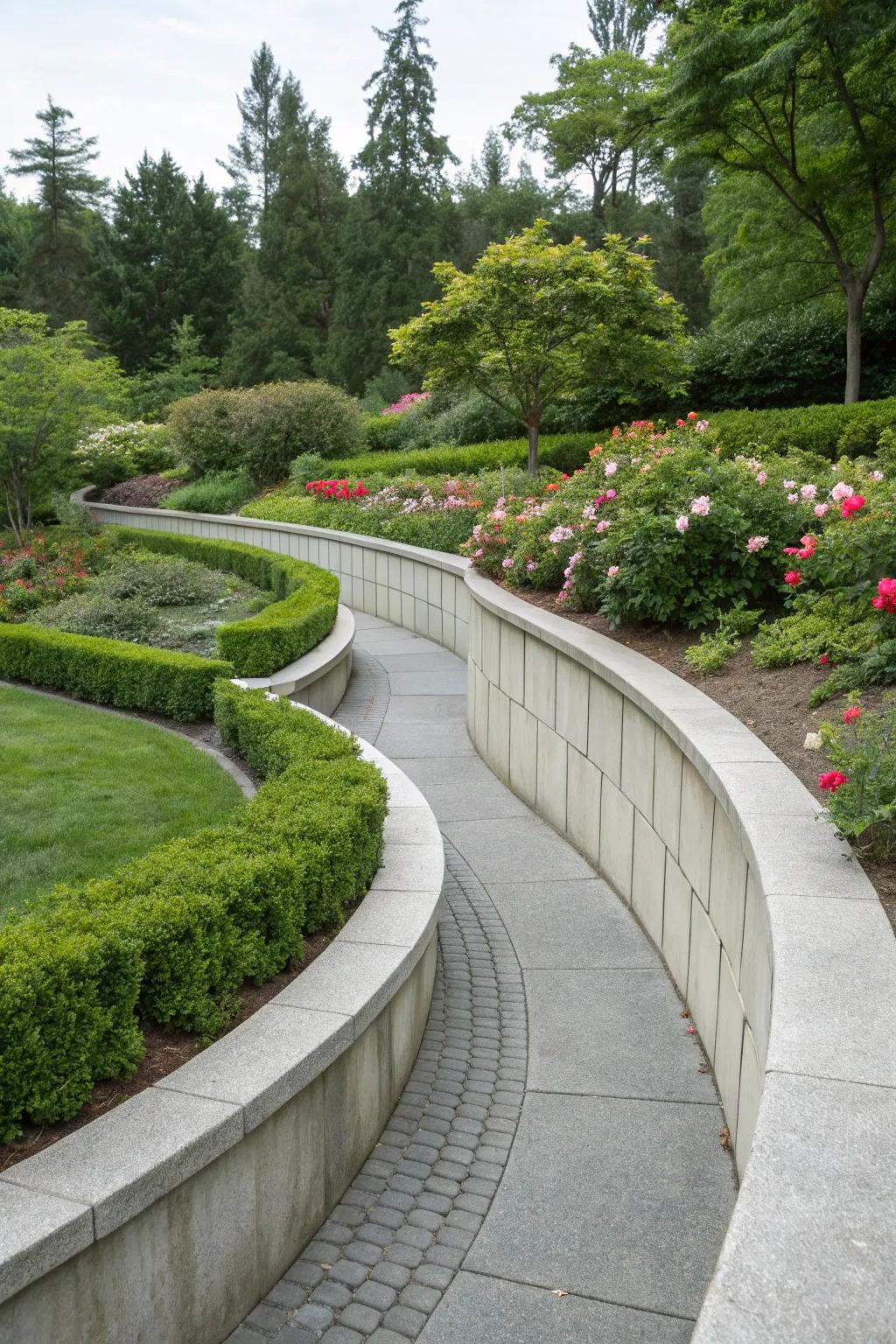 Curved structures contribute a dynamic flow to landscapes.