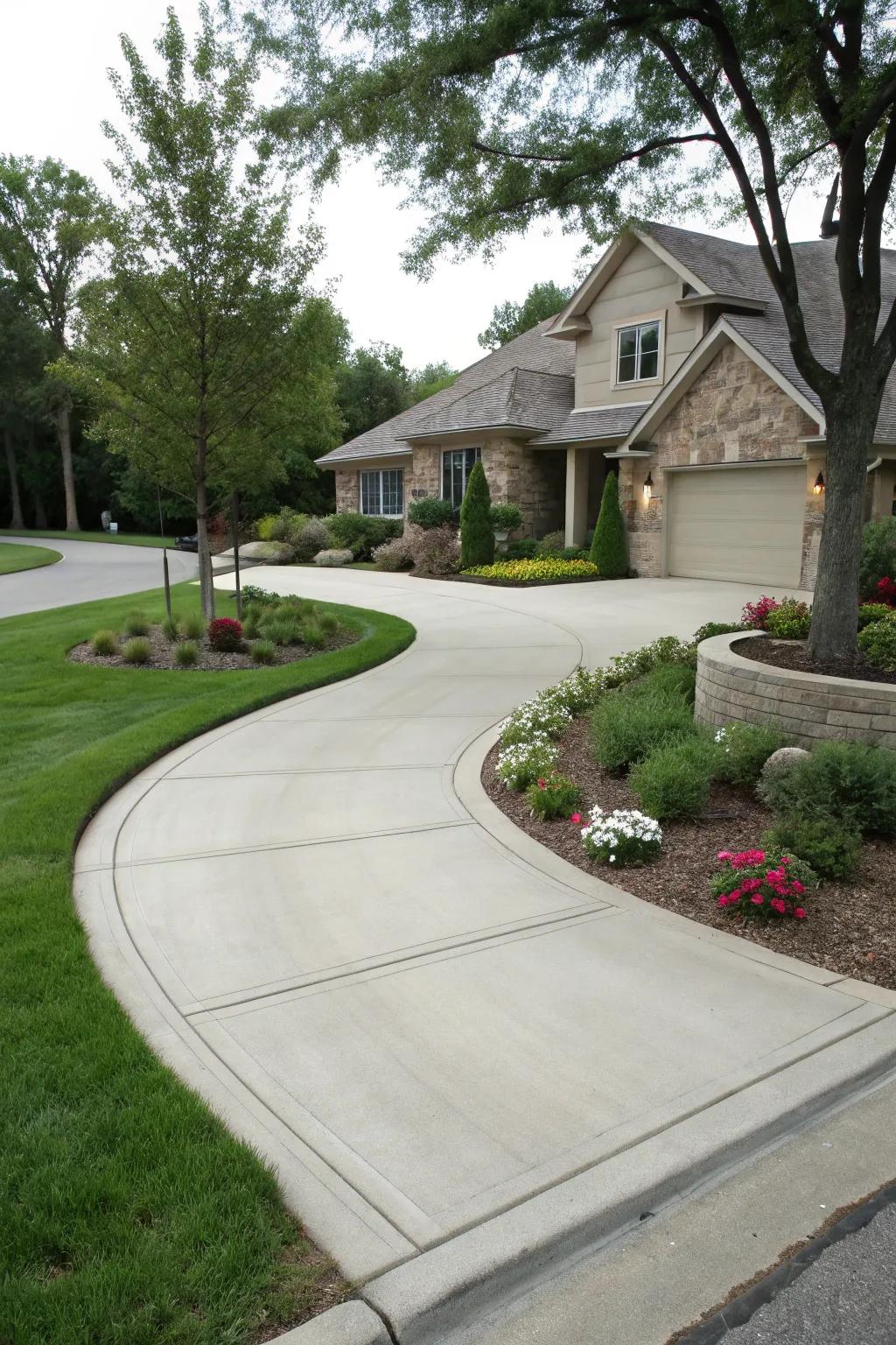 A driveway that blends effortlessly with the sidewalk.