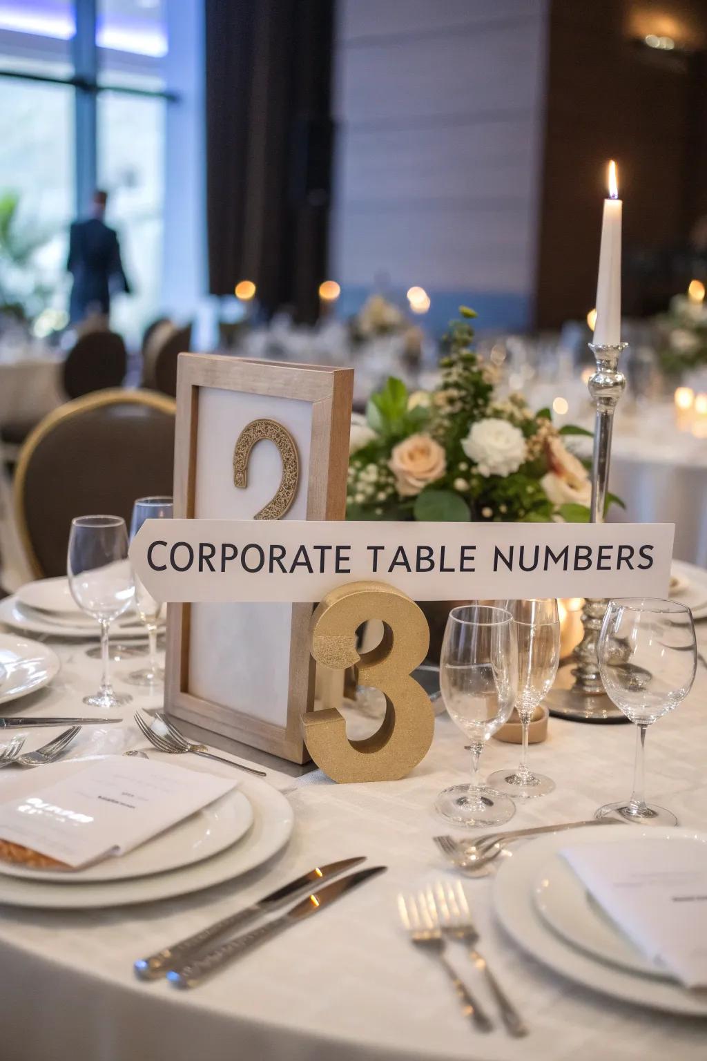 Inventive table numbers adding style and organization.
