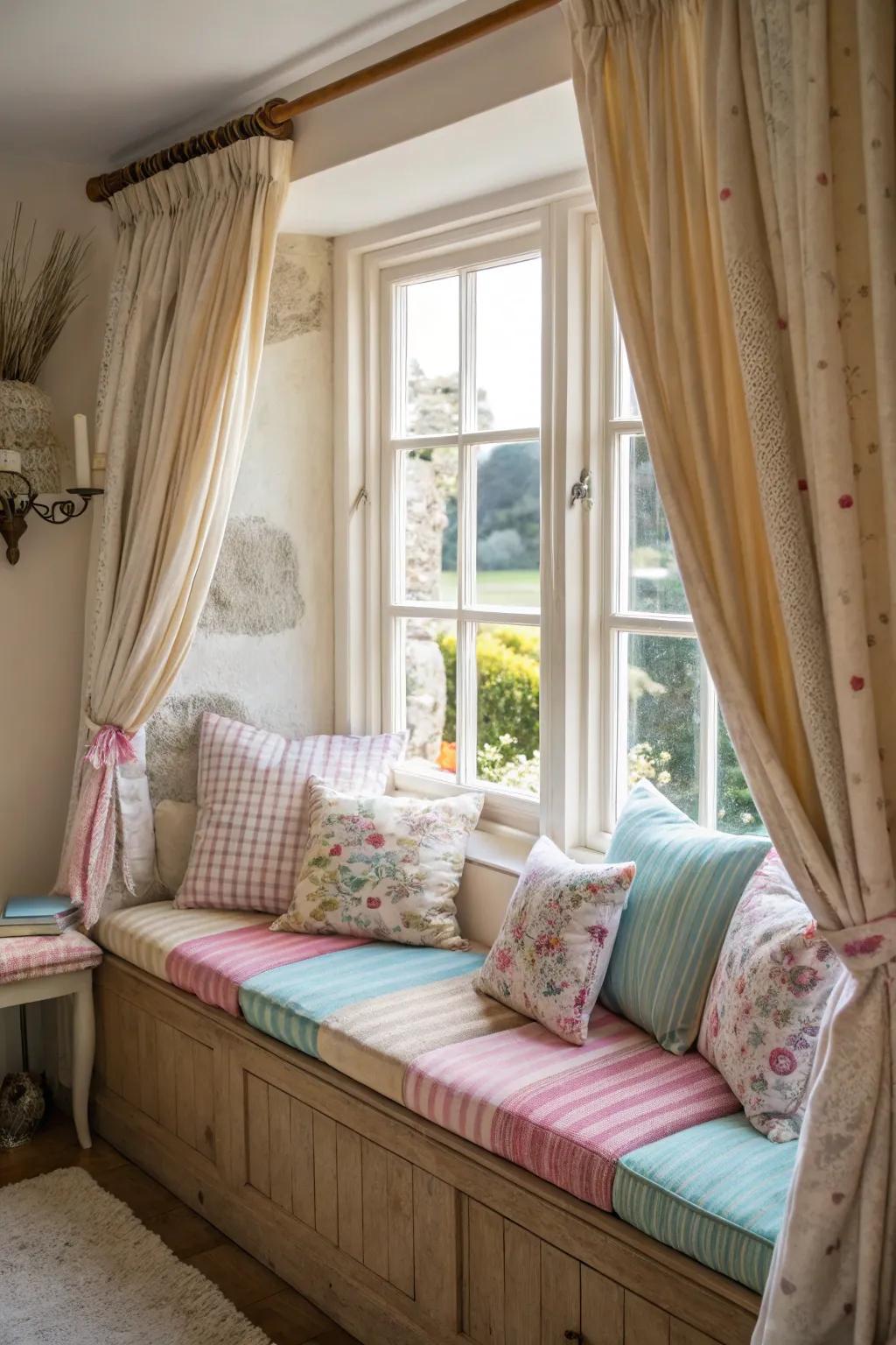 A cozy window nook is perfect for relaxation and enjoying the view.