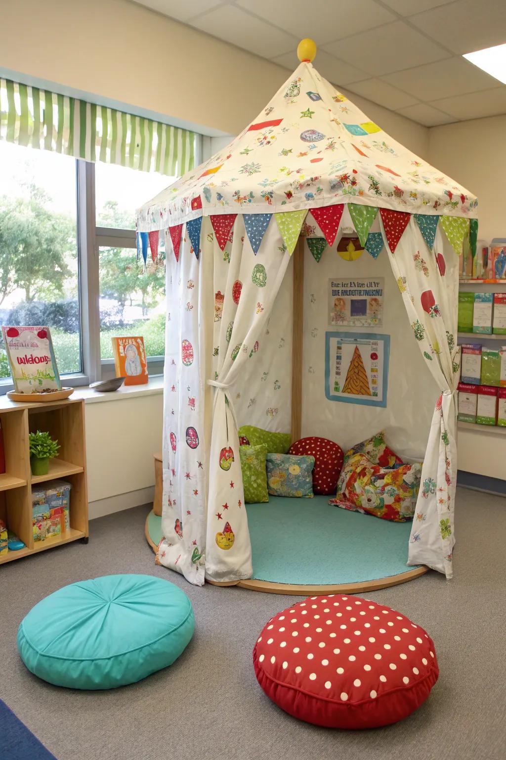 Hanging covers establish an inviting and magical retreat.
