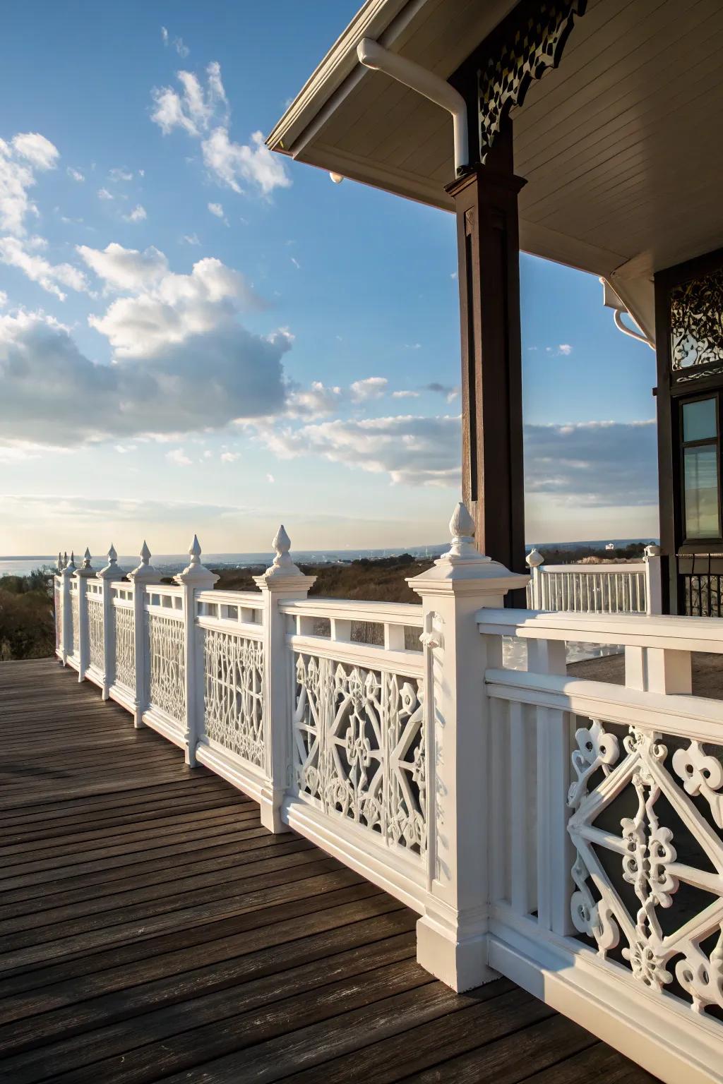 White features add a modern touch to Craftsman railings.