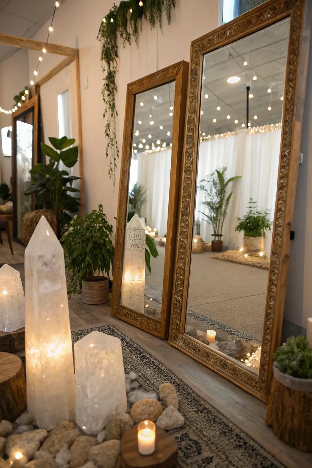 Reflectors can amplify light, adding magnitude and radiance to your gemstone-inspired room.