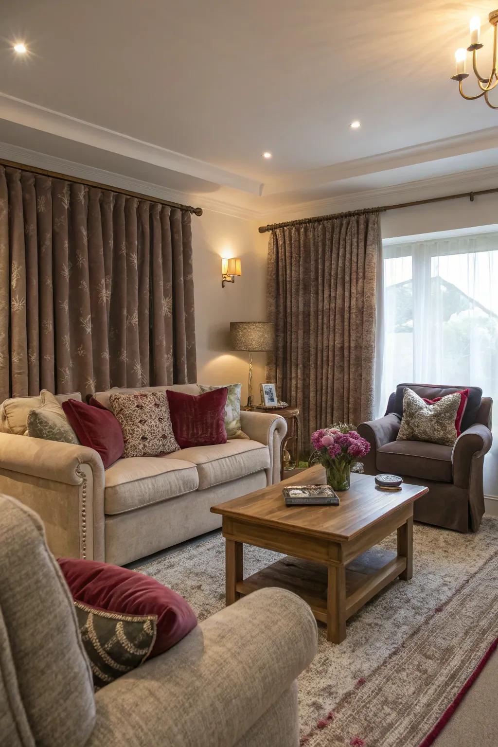 Textured window coverings add warmth and luxury to your decor.