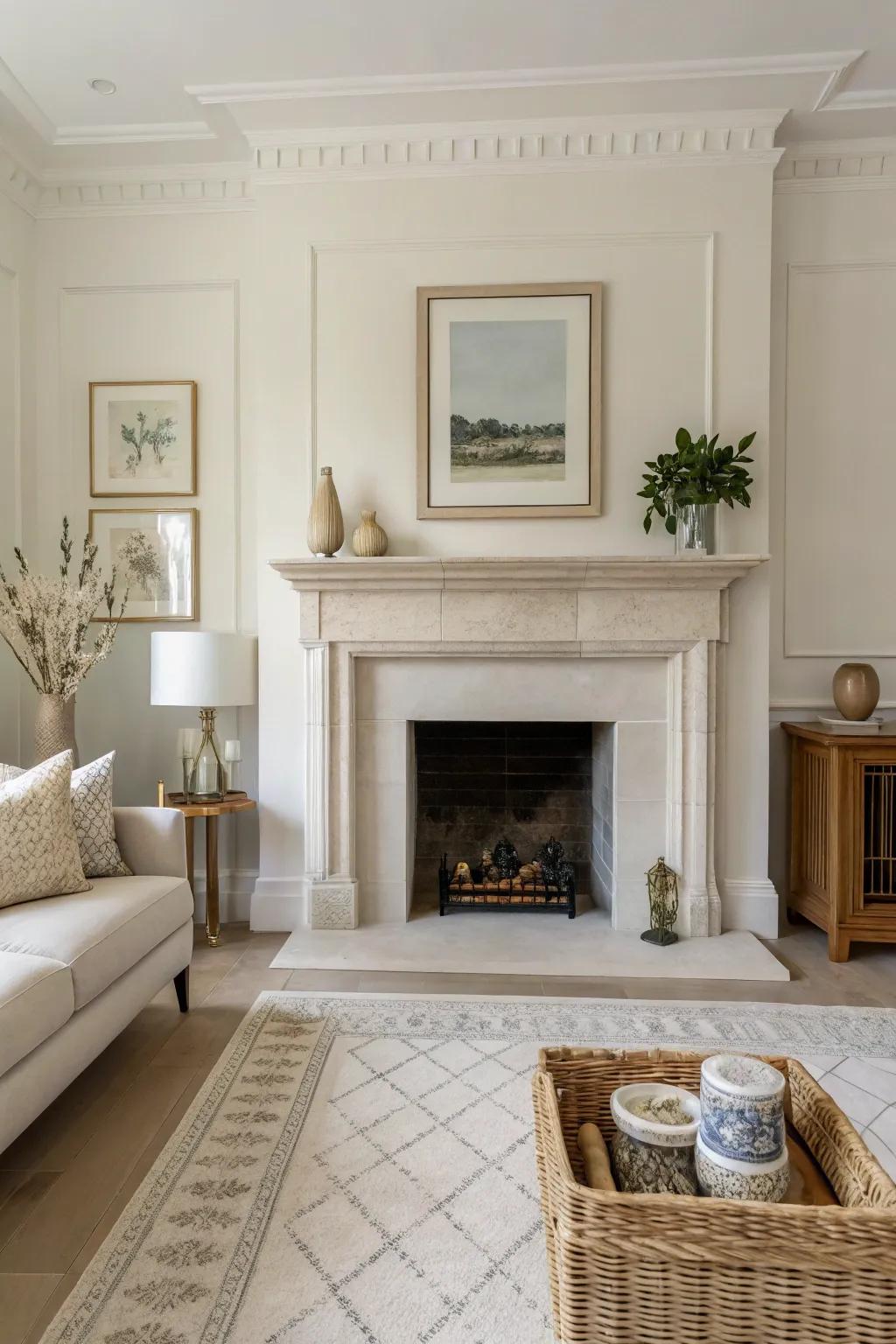 A minimalist fireplace embodies simplicity and elegance.