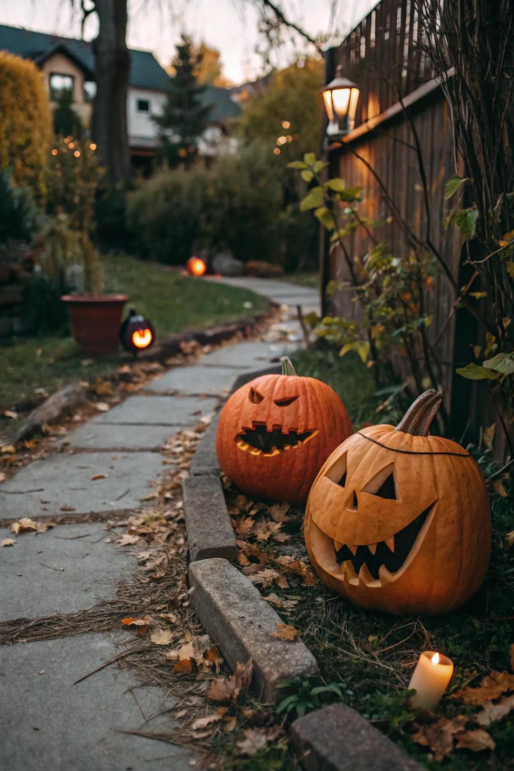 Friendly monster mouth jack-o'-lanterns that add quirky charm.