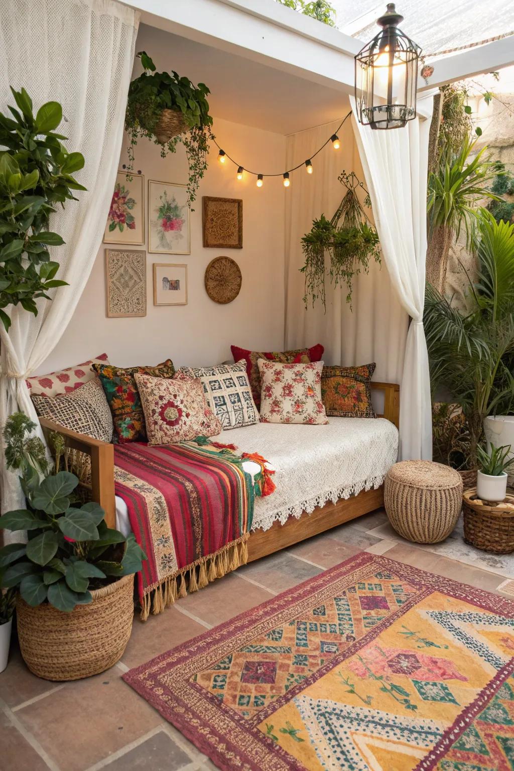 Incorporating a boho-chic daybed design is a surefire way to add warmth.