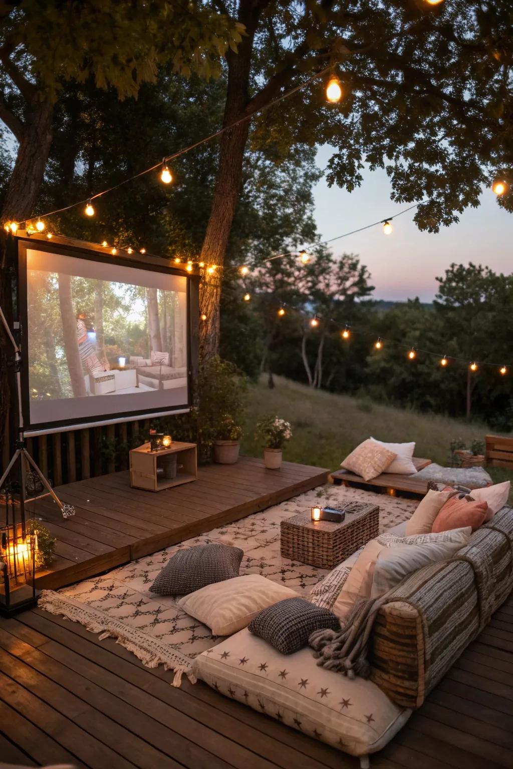 An outdoor movie evening on the deck is always a favorite.