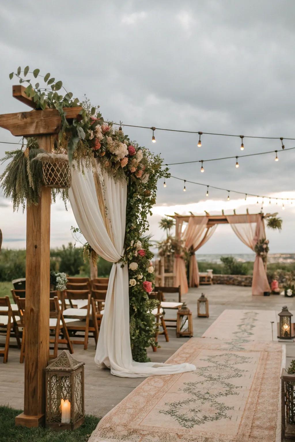 A cohesive bohemian-themed wedding location.