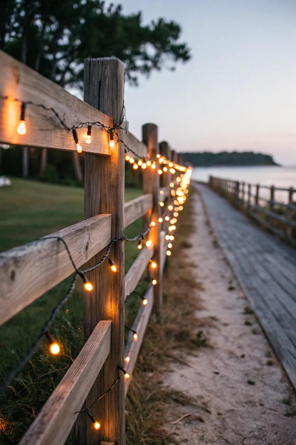 Lighting can transform your fence into an enchanting backdrop.
