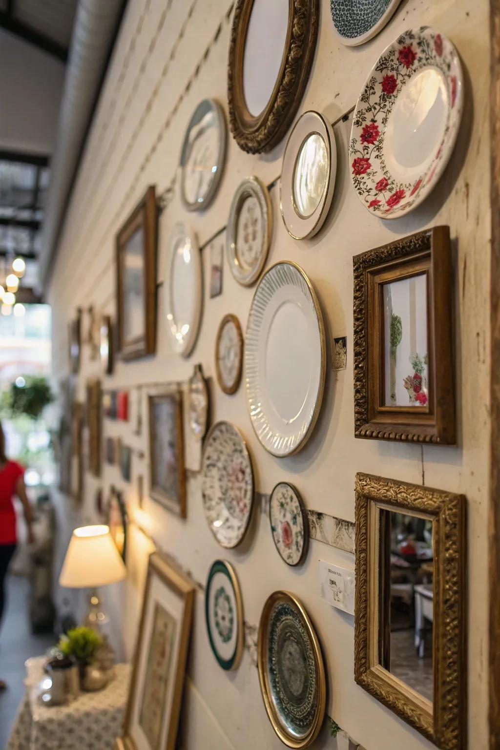 Dishes united with reflectors and art for a stratified consequence.