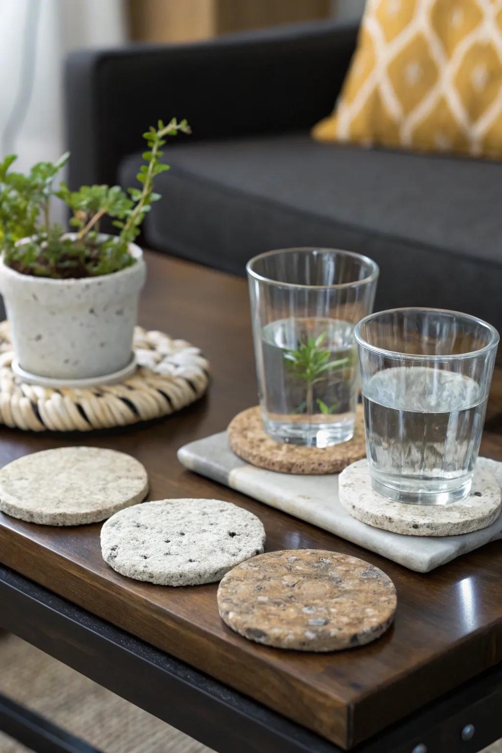Impress your guests with handmade stone mats.