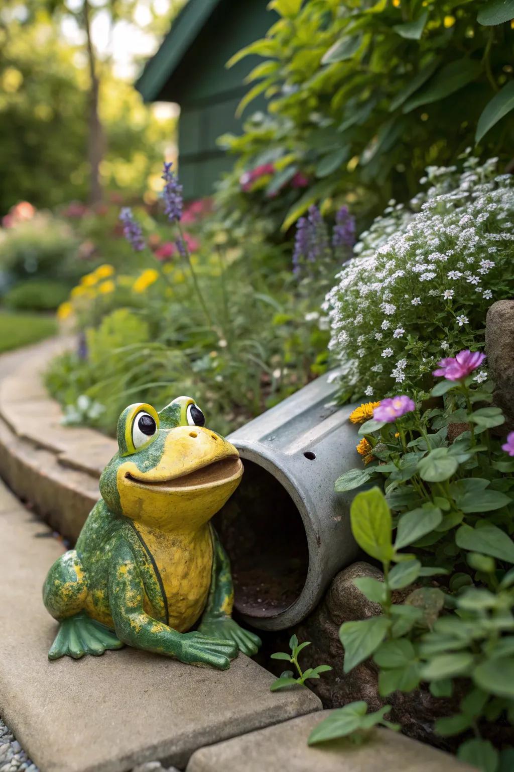 Whimsical statues inject a cheerful vibe into your garden.