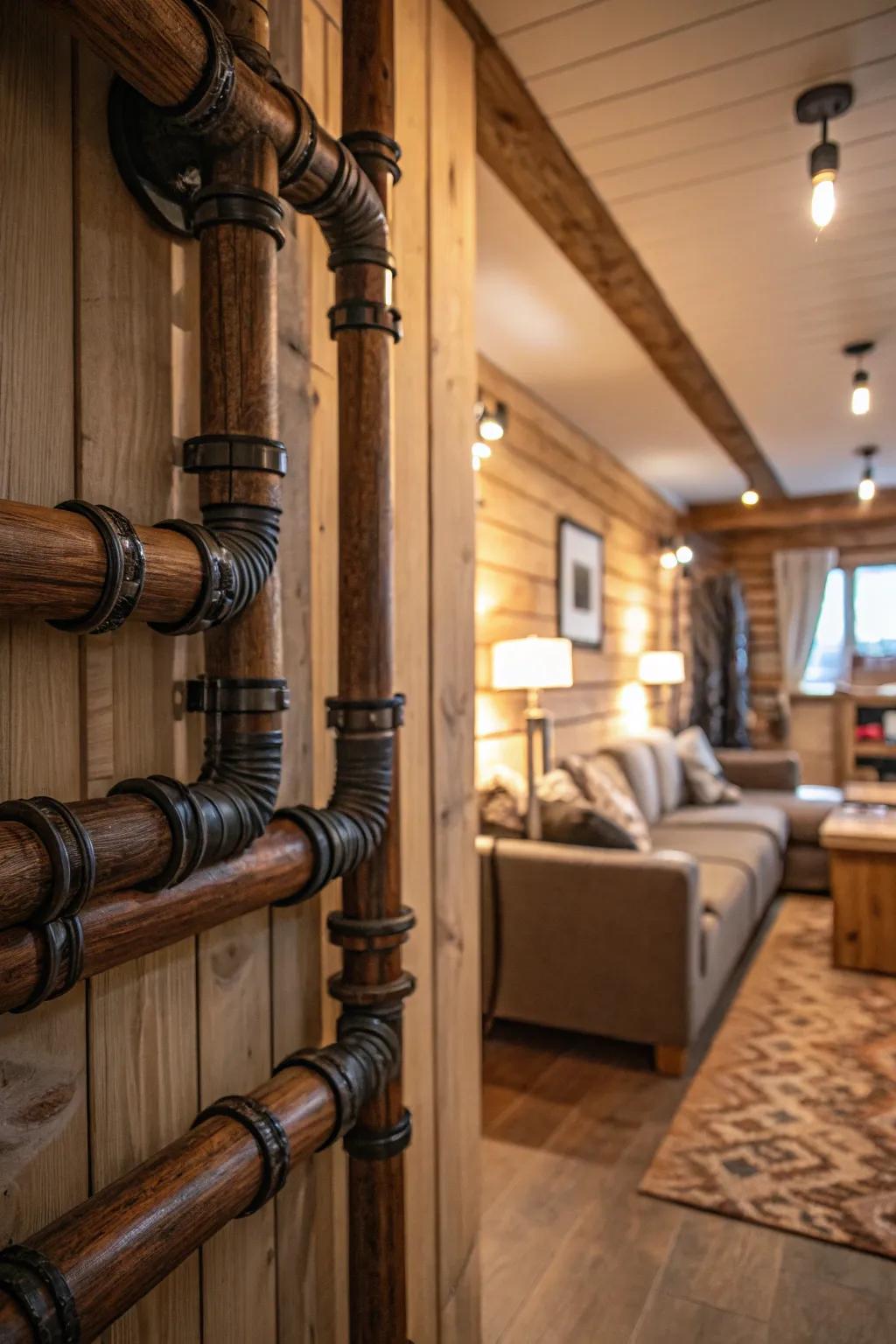 Textured timber effects create a warm, countryside atmosphere.