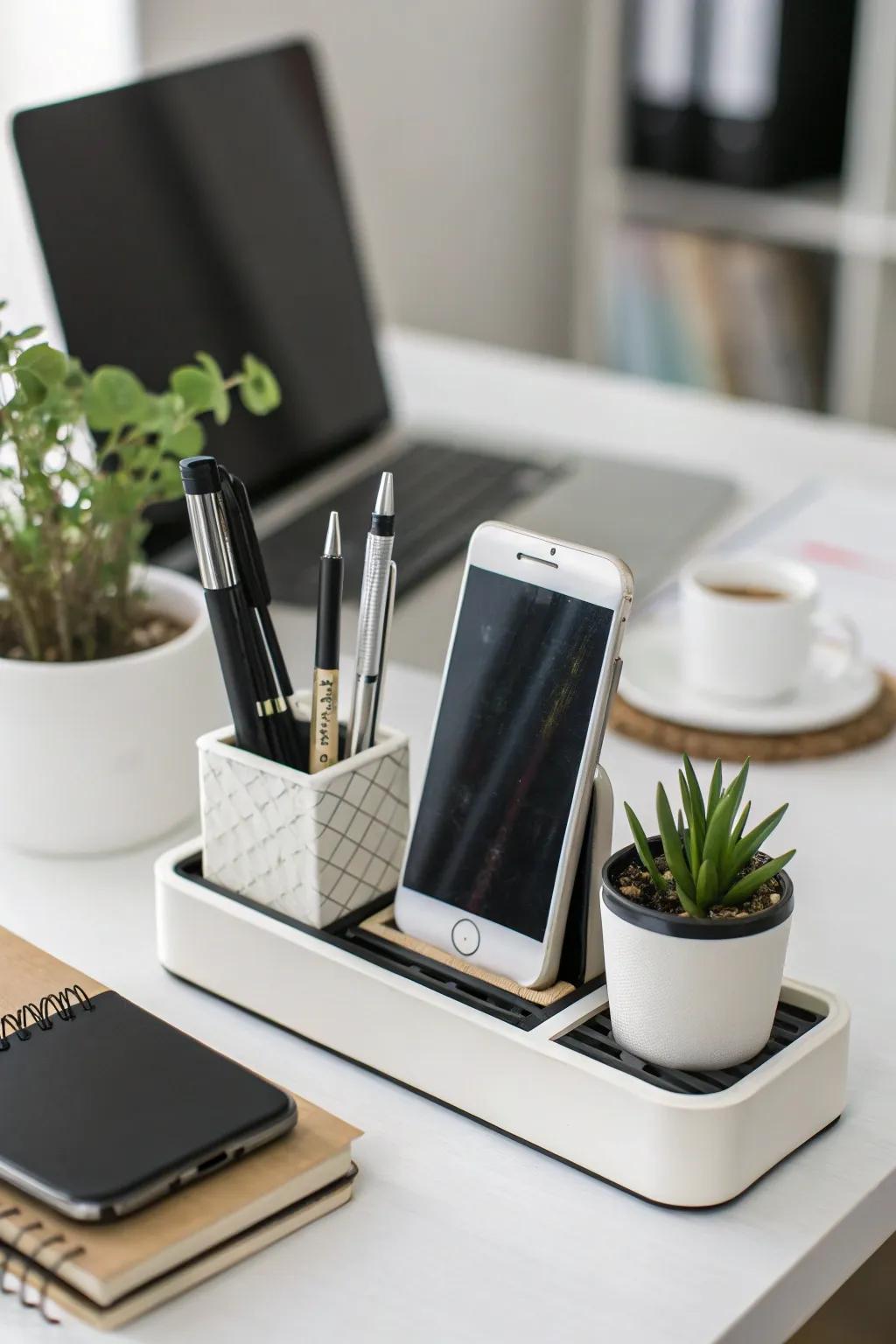 Multi-functional stands that lead to a tidier desk.