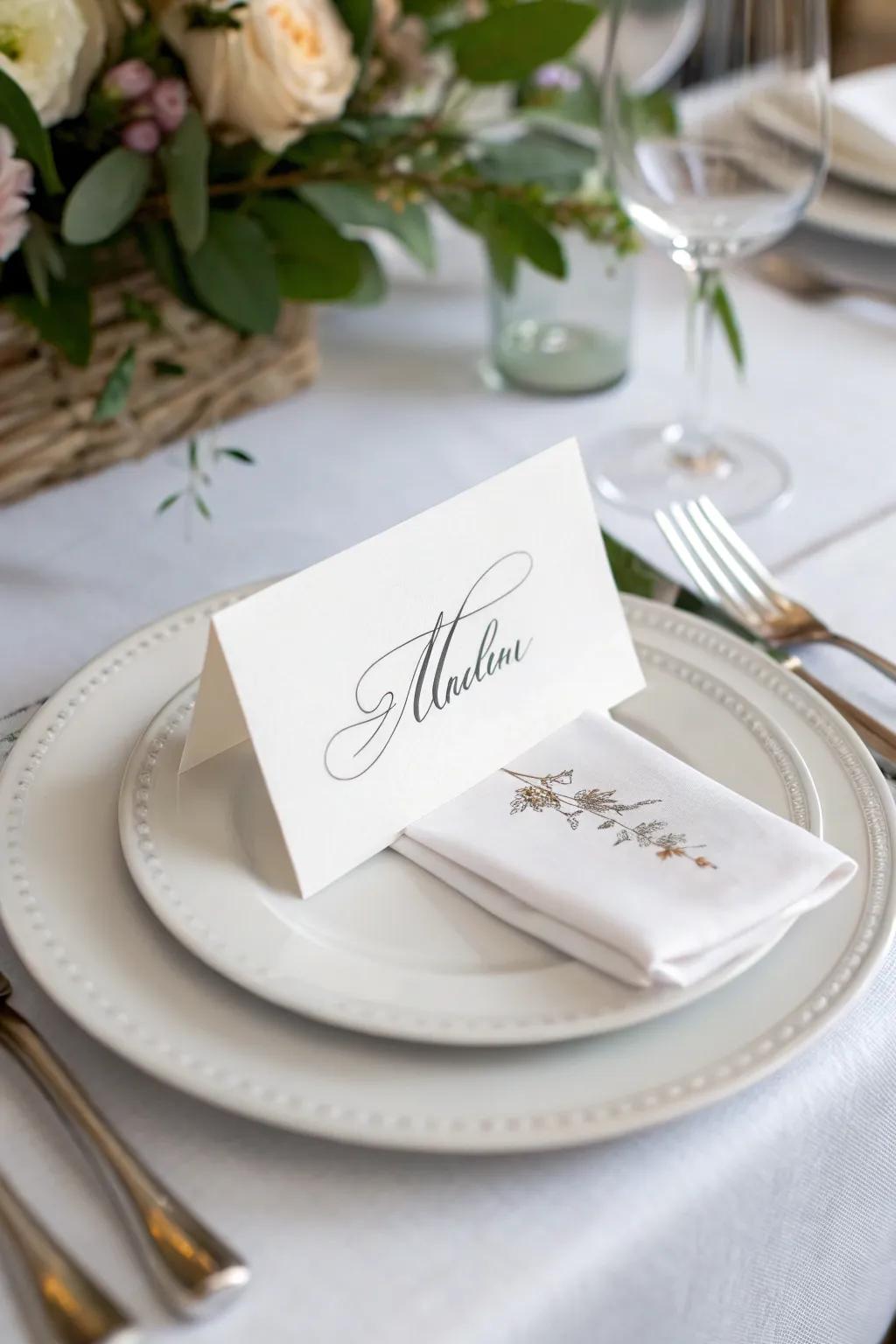 Tailored location markers introduce a special touch for guests.