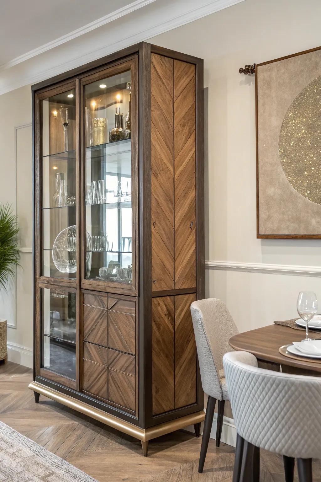 Mixed material cabinets offer a unique and contemporary style.