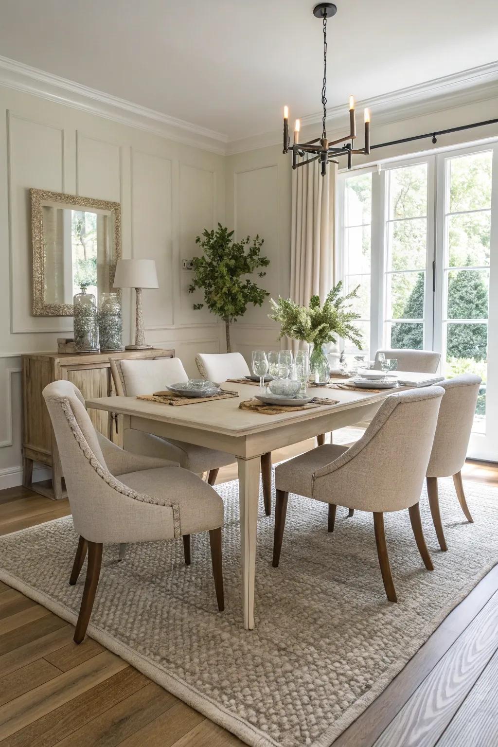 Balance your decor with a neutral rug.