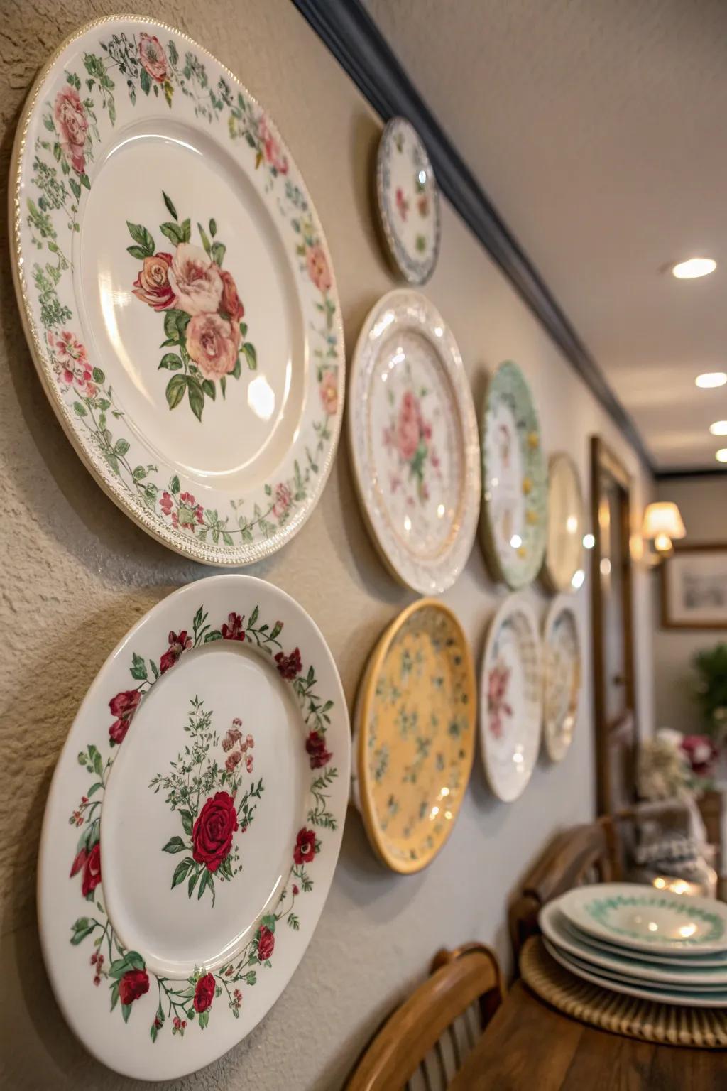 Blooming patterned plates add a natural and comfortable touch.