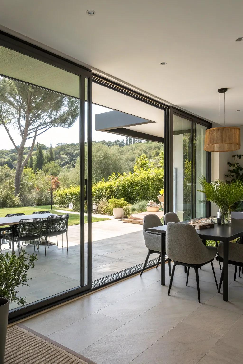 Unrestricted areas establish a smooth transition between your dining space and the outdoors.