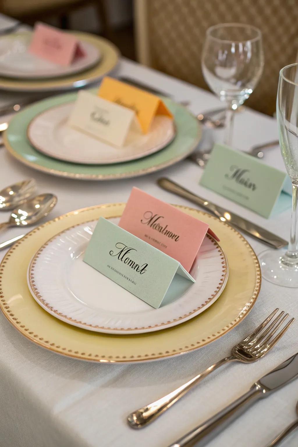 Achieve balance with themed seating cards.
