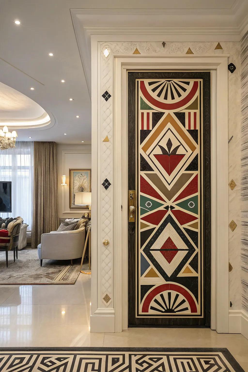 Bright and bold patterns bring life and movement to your door.