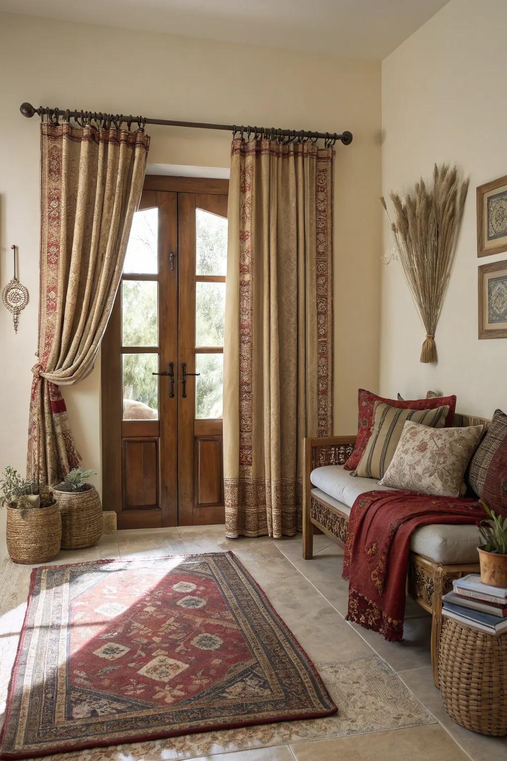 Establish a harmonious look by coordinating curtains with decor.