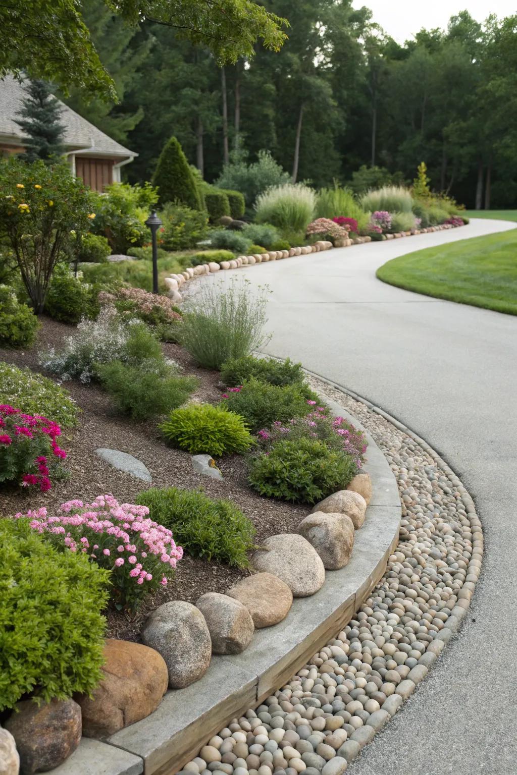 Combining your yard with your driveway adds natural charm.