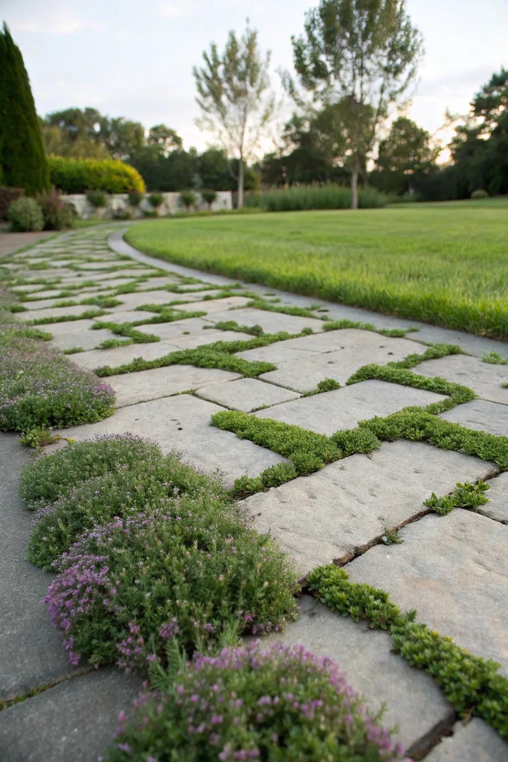 Living driveways blend hardscape with nature for a refreshing look.