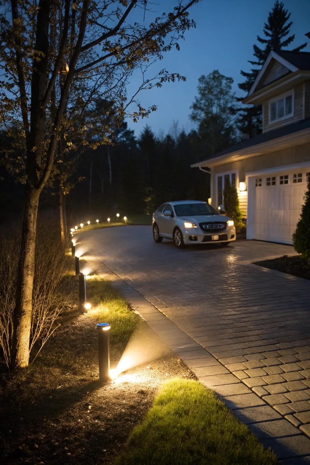 Motion sensor lights providing safety and convenience.