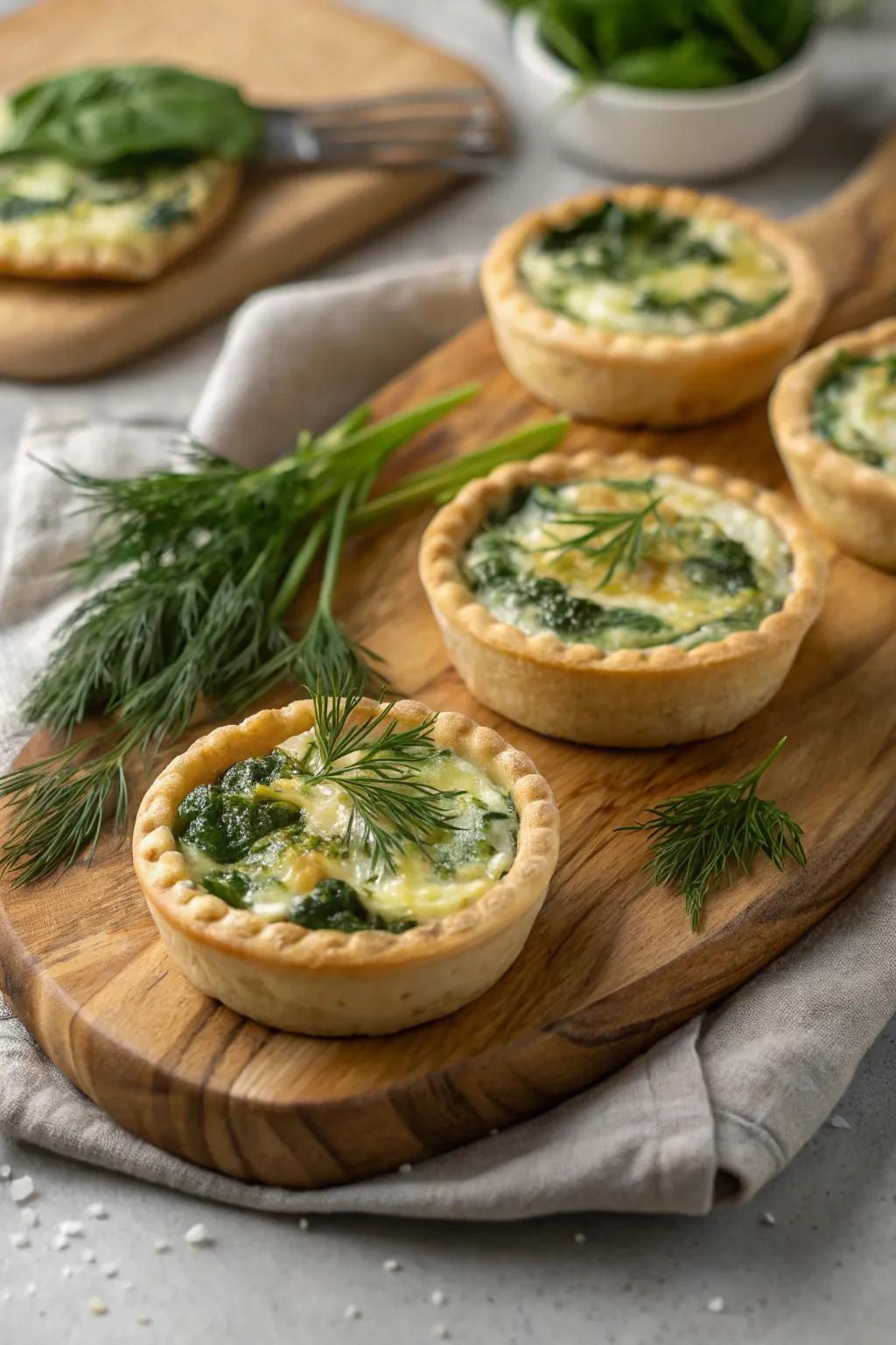 Individual quiches for a delightful savory bite.