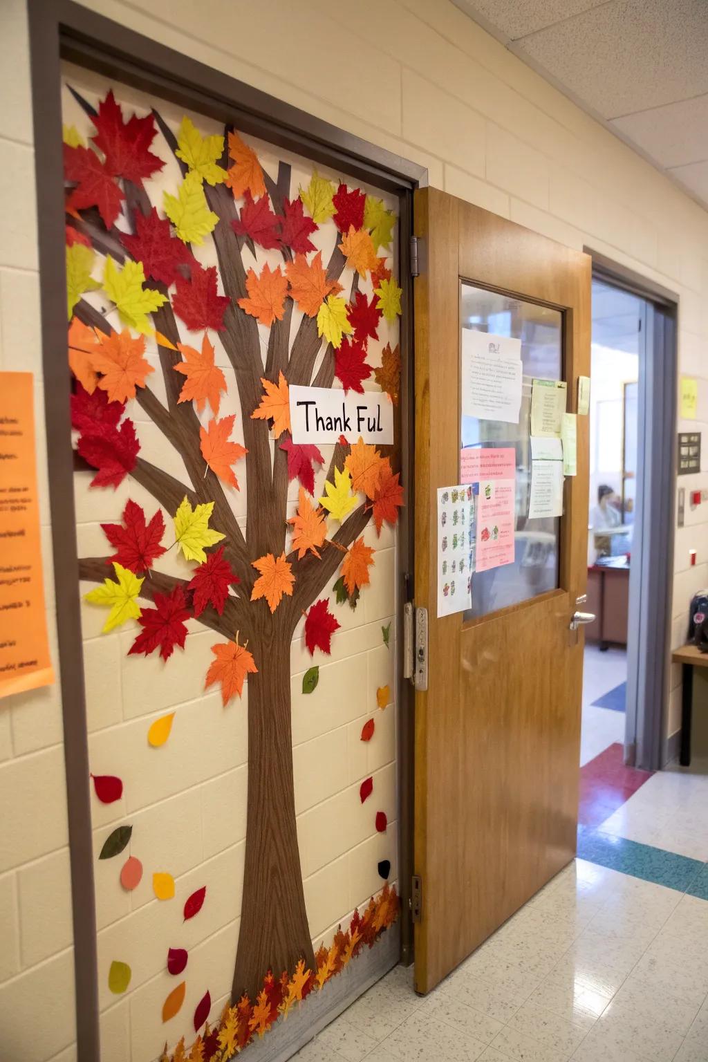 A thankful tree where students share gratitude.