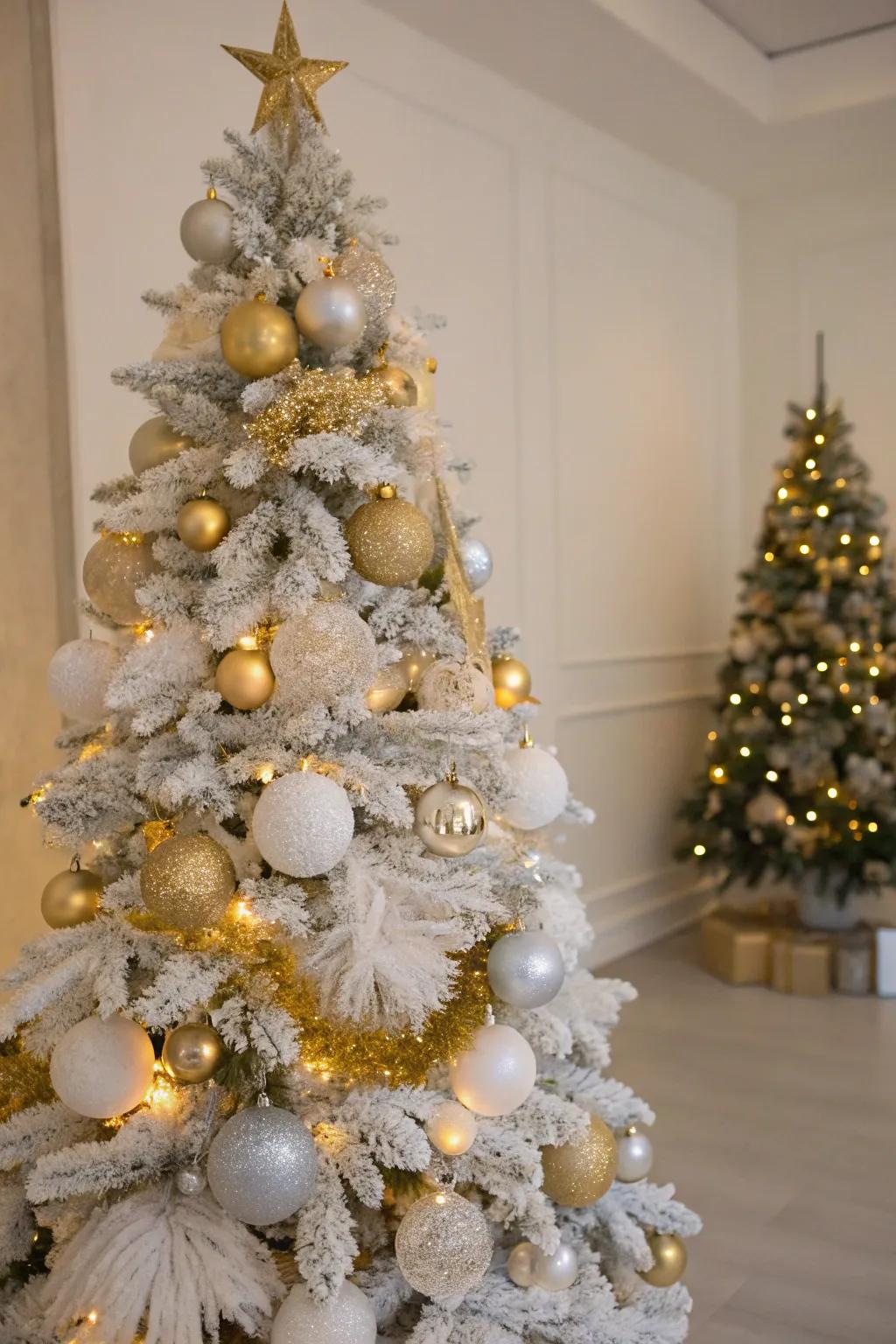 A cohesive color palette elevates the tree's elegance.