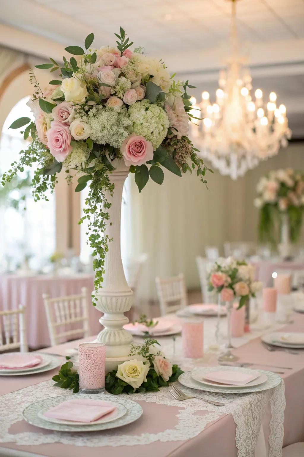 Gentle colorings produce the soft classiness for the family table