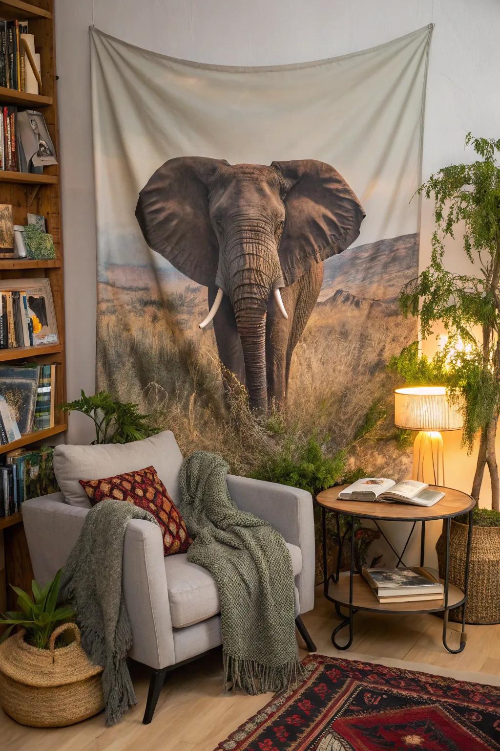 Pachyderm textiles serve as a dramatic and snug focal point in any room.