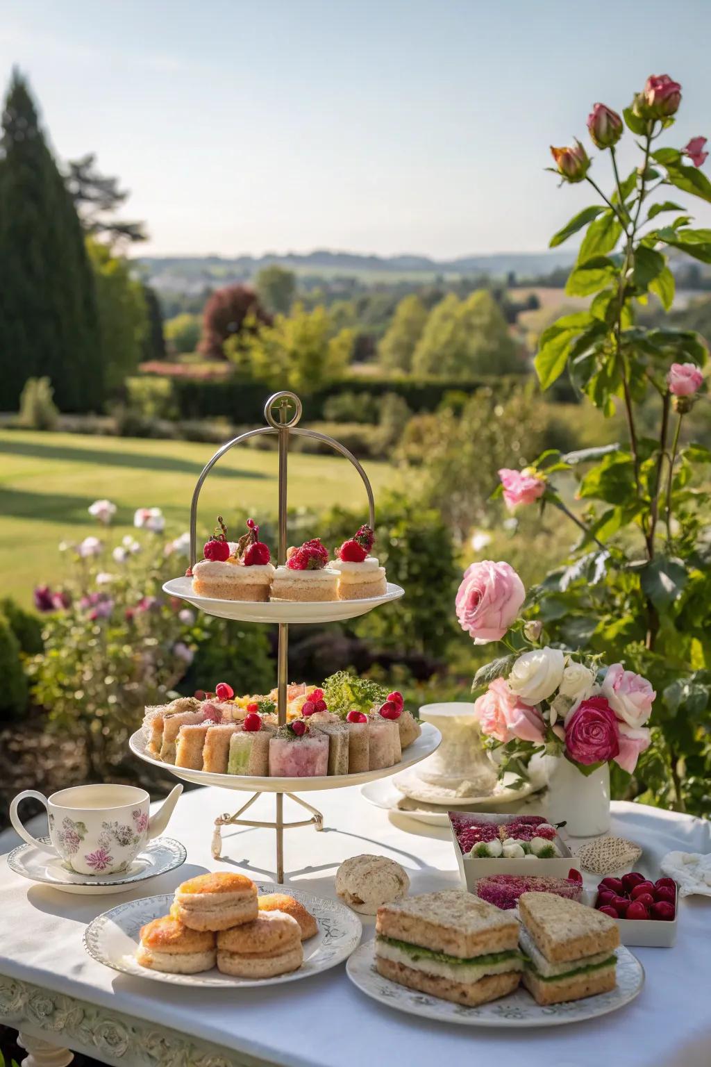Multi-level displays showcase delicious treats stylishly.