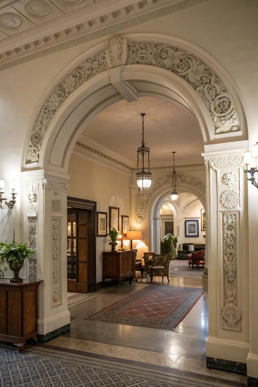 Architectural traits provide a hint of class to the foyer.