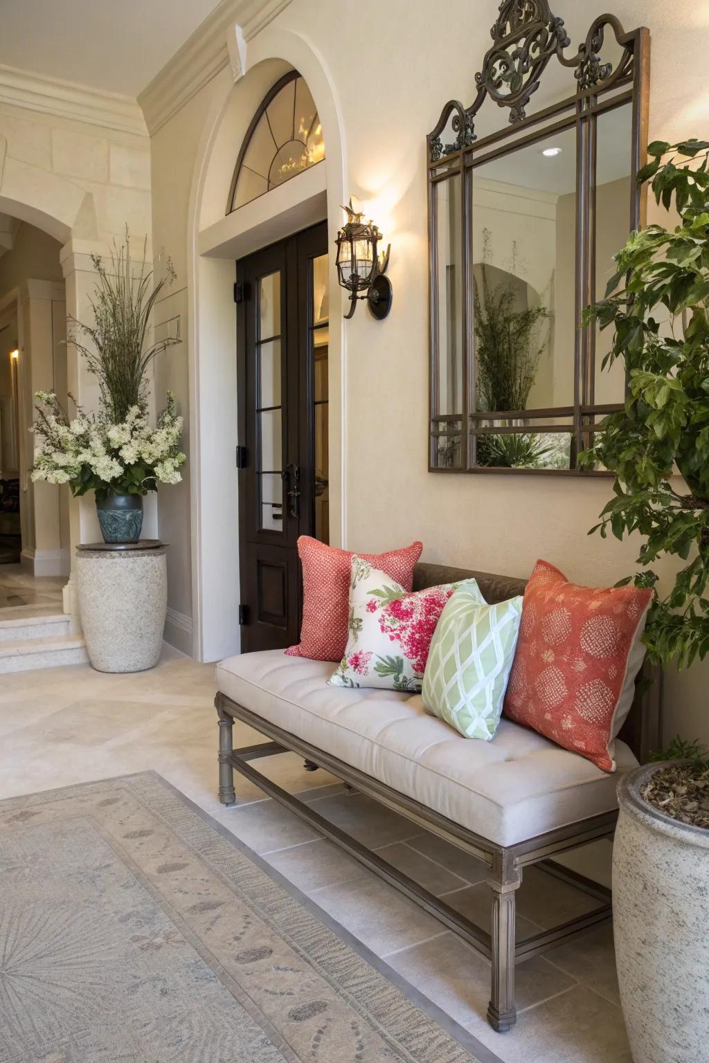 A bench in your entrance offers both seating and storage.
