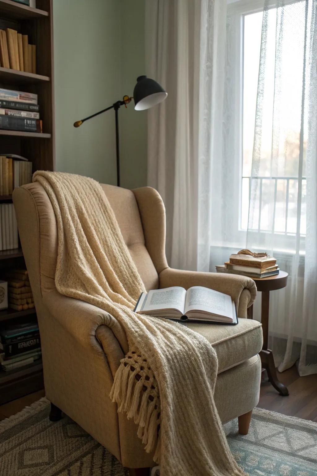 A snug reading alcove is impeccable for savoring fall evenings.