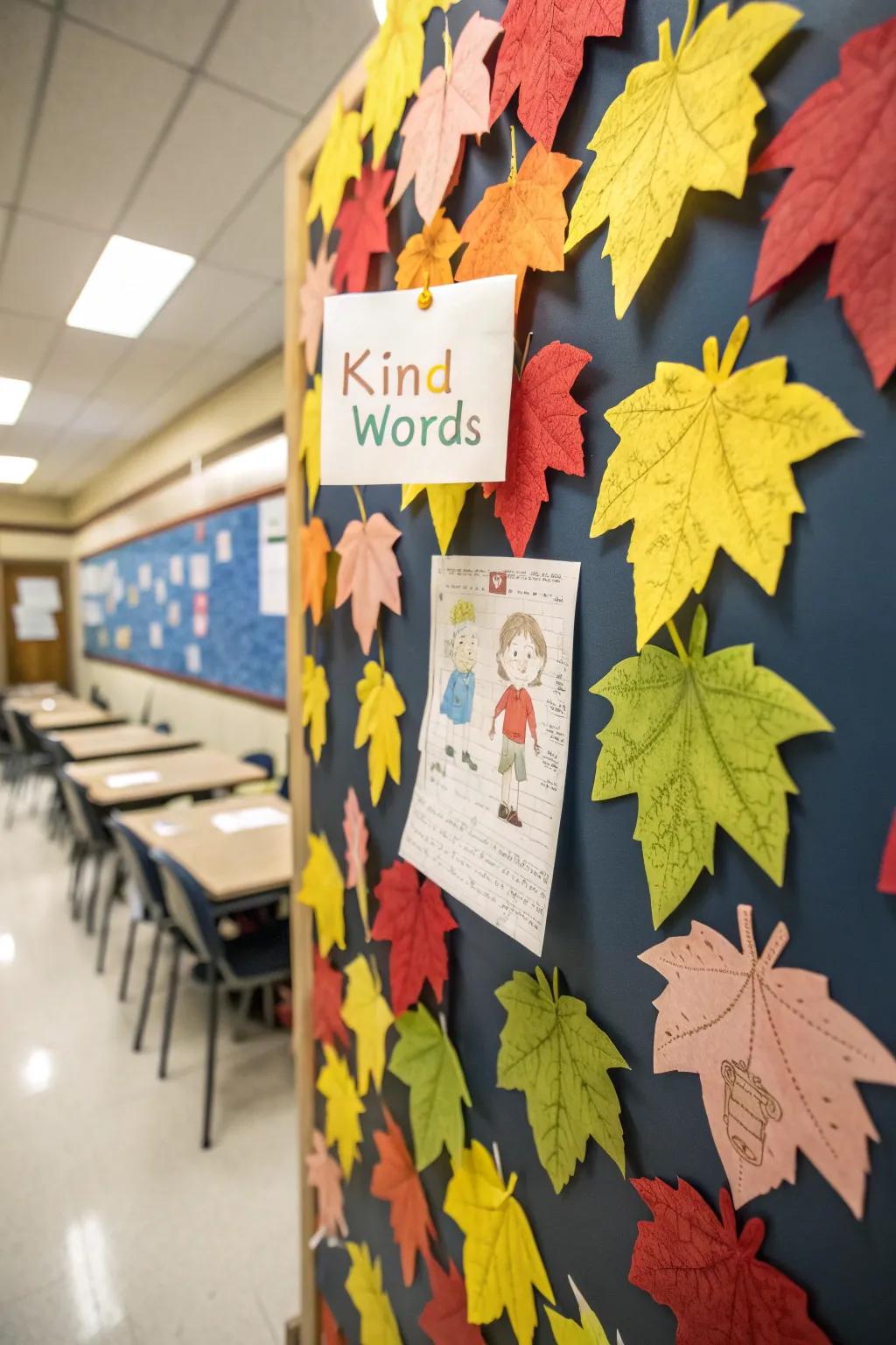 Seasonal Leaves & Kind Words disseminates optimism and cordiality.