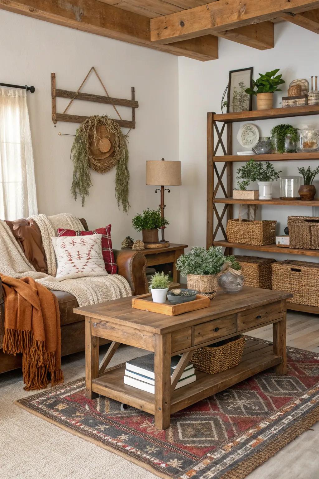 Country accents elevate the snug and inviting atmosphere of your fall decorations.