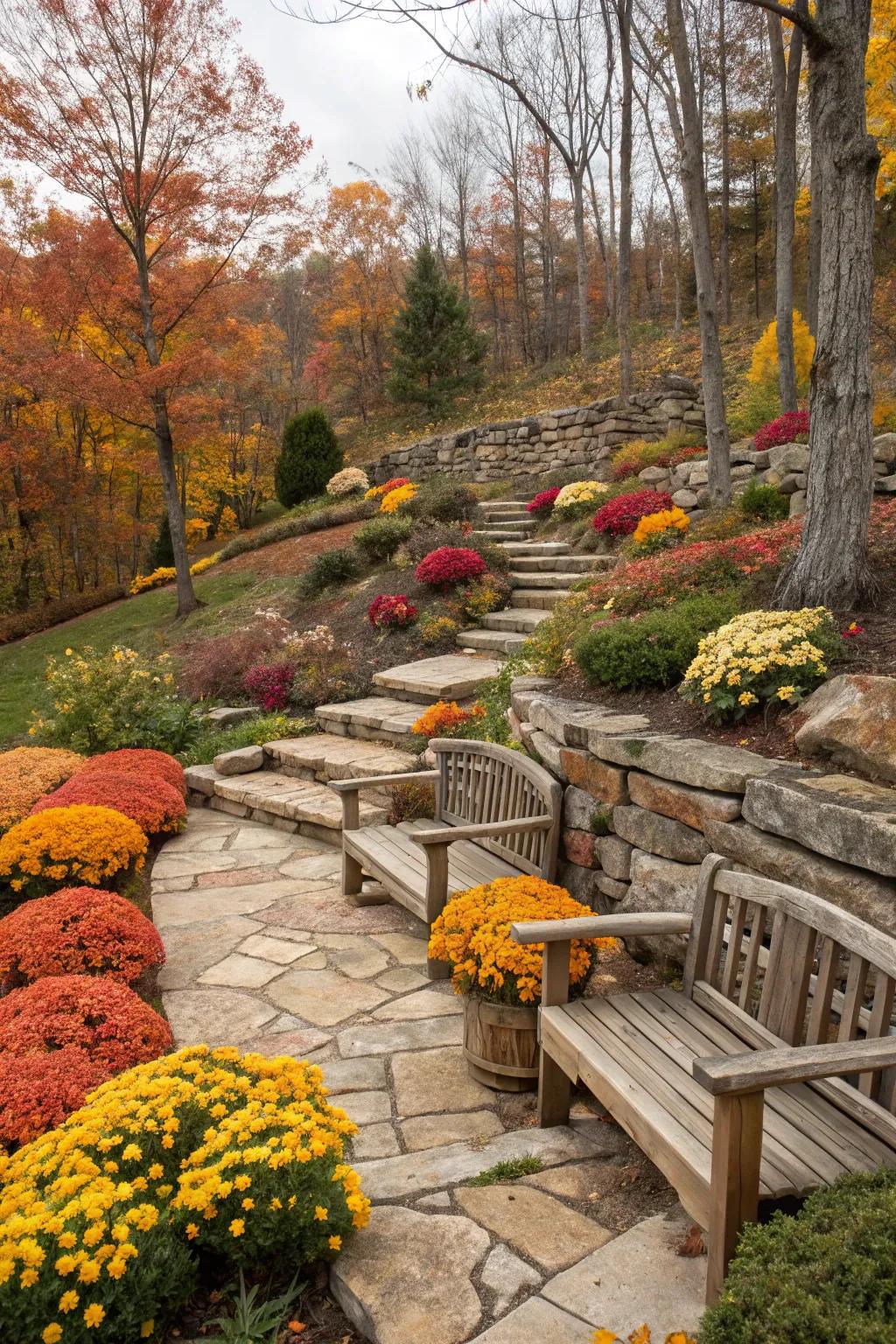 Organic feels add a rustic appeal to autumn gardens.