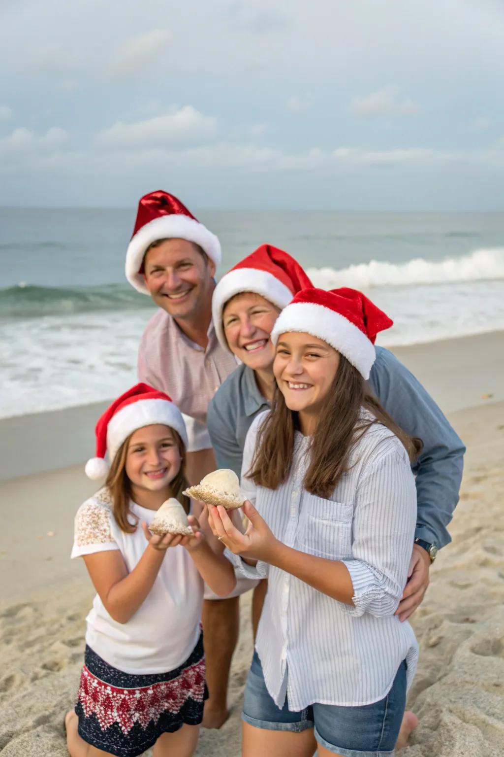 Infuse a tropical essence into your Christmas photograph with a coastal backdrop.