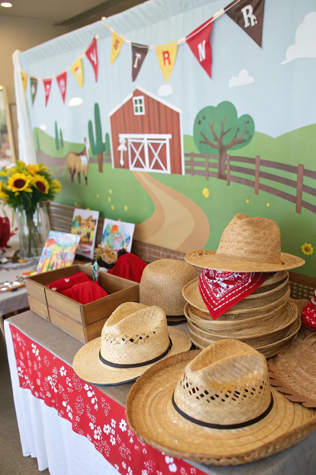 A countryside-themed picture spot furnished with amusing accessories facilitates picture-perfect instances.