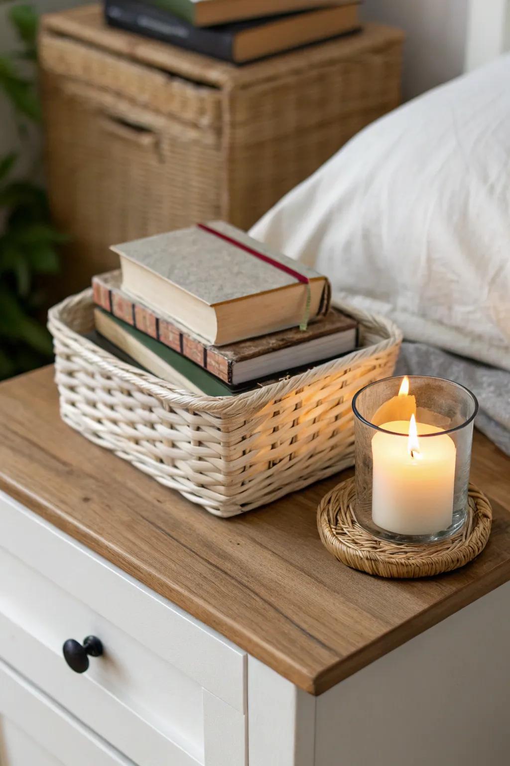 Woven receptacles provide texture and functionality.