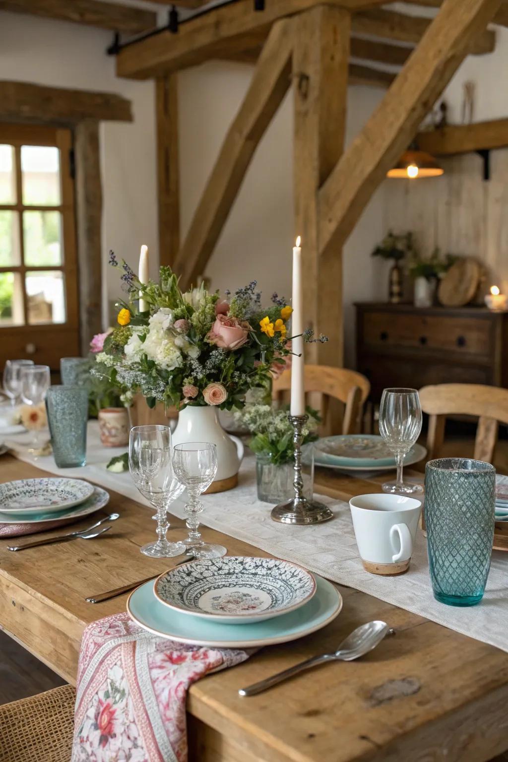 Mixing designs adds character to your table setting.