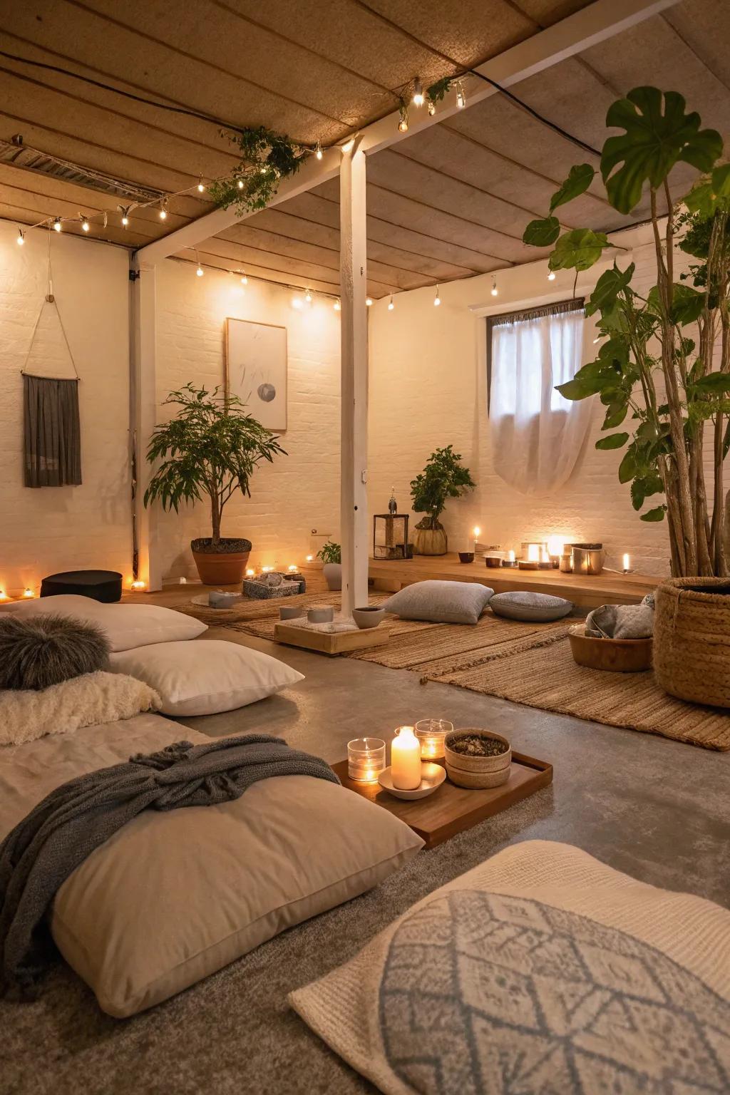 Find tranquility in a dedicated meditation space.