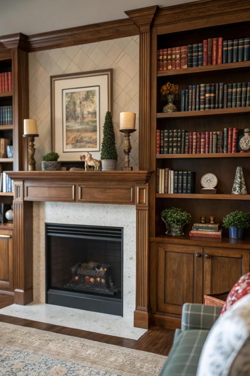 Add function with fitted shelving around your fireplace.