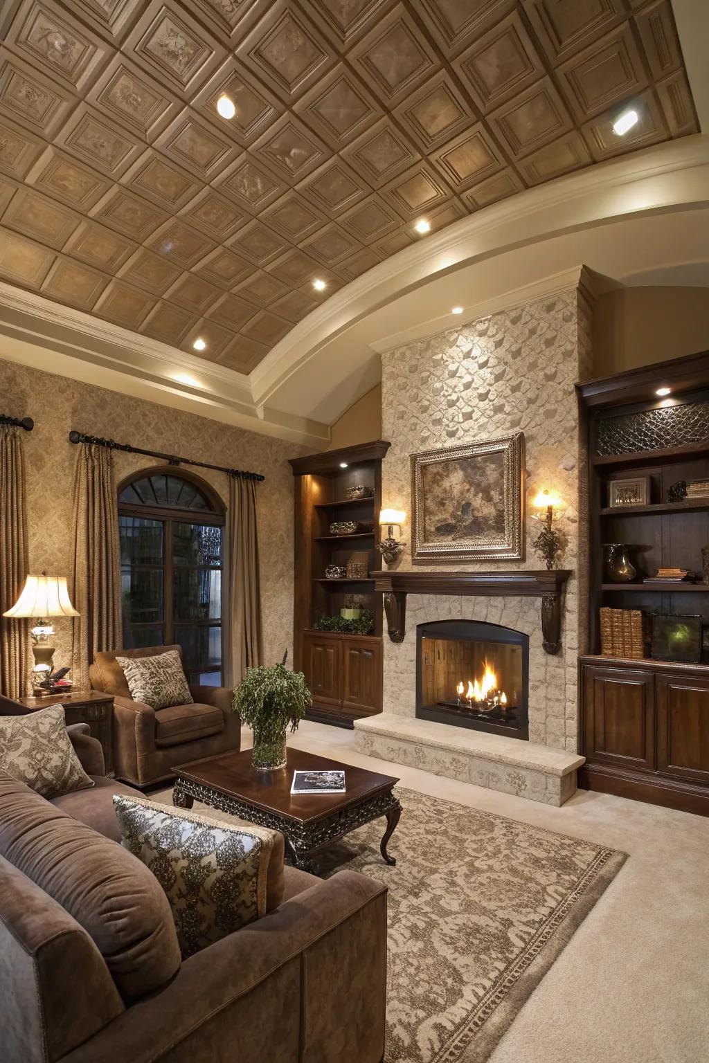 Imitation boards inject visual interest and dimension to your fireplace.
