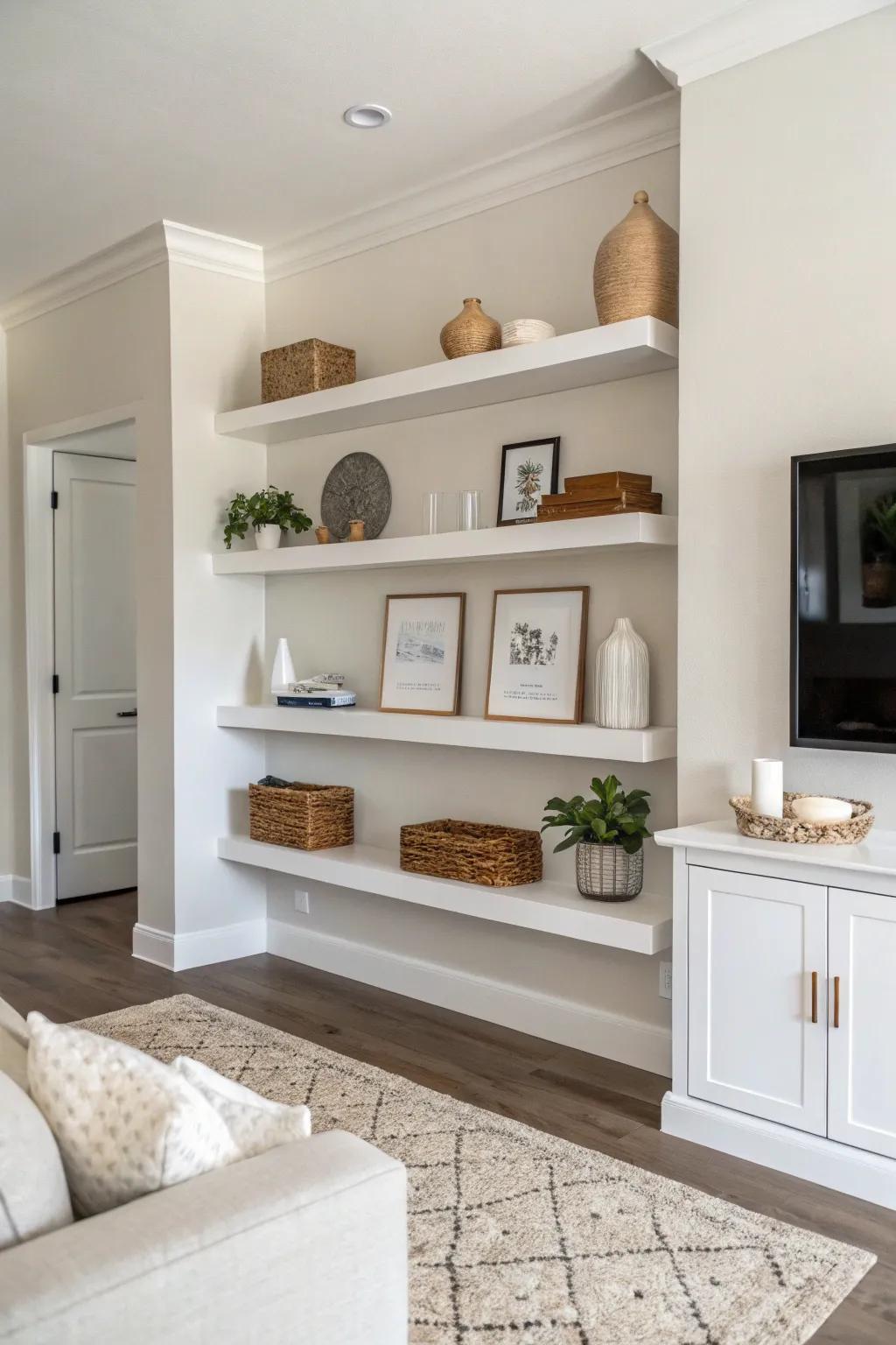Minimalist floating shelves for a modern look